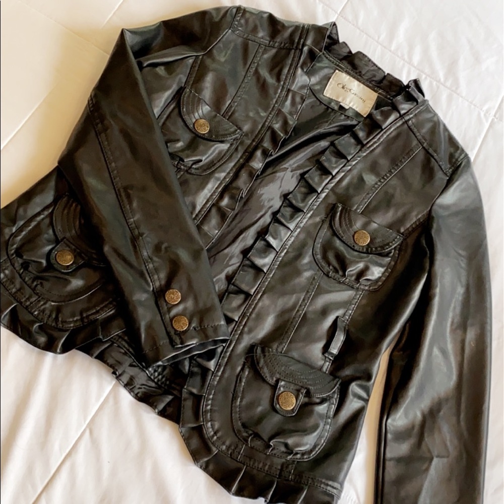 black leather jacket